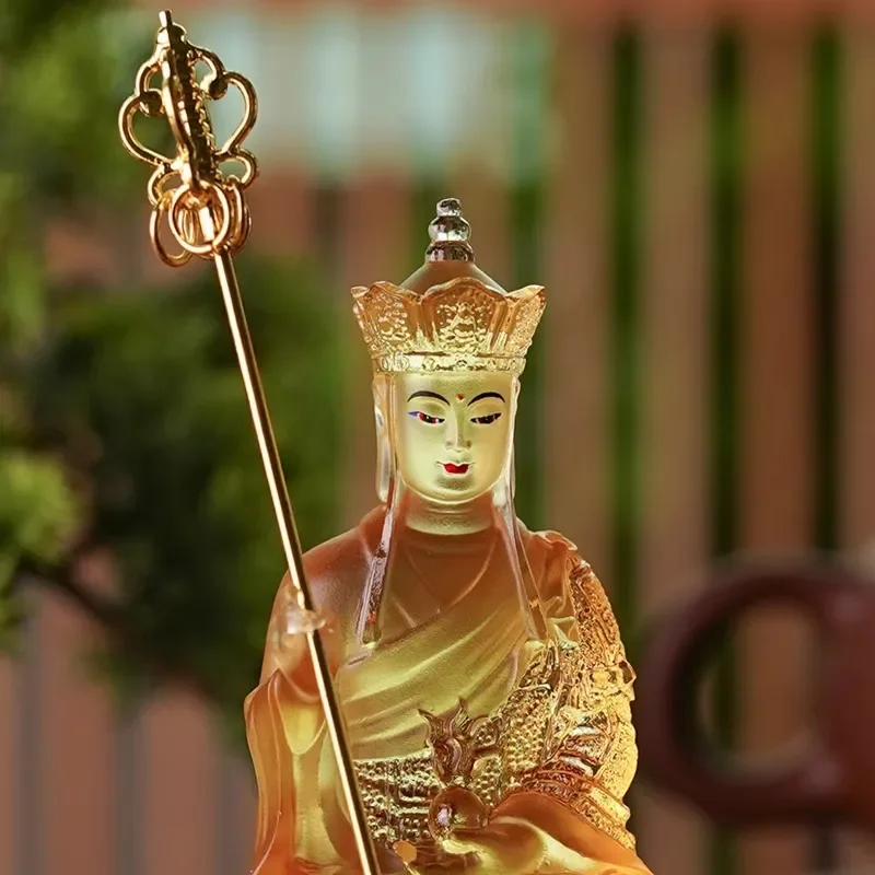 Glazed Ksitigarbha Bodhisattva Statue for Home Altar Buddhist Temple Decor Living Room Ornament Religious Figure Art Piece