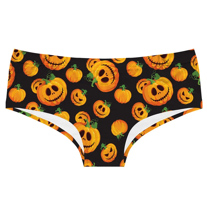 DeanFire Halloween Pumpkin Print Super Soft Low Rise Women's Novelty Panties Underwear Sexy Briefs Thongs Gifts