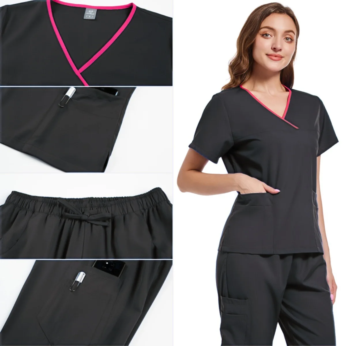 Slim Fit Medical Uniforms Women Men Scrubs Sets Doctors Nurses Accessories Dental Clinic Beauty Salon Spa Lab Workwear Clothes