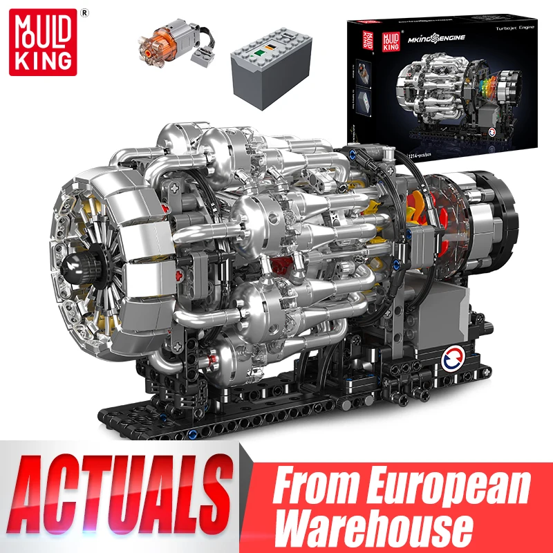 Mould King 10216 Technisches Auto-Motorspielzeug Der Motorisierte Turbojet-Motor Baustein-Set Motor-Bausatz Weihnachtsgeschenk für Kinder