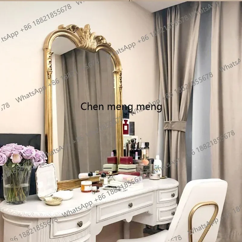 N138  Carved dressing mirror, dressing table, antique club wall-mounted decorative mirror retro h178