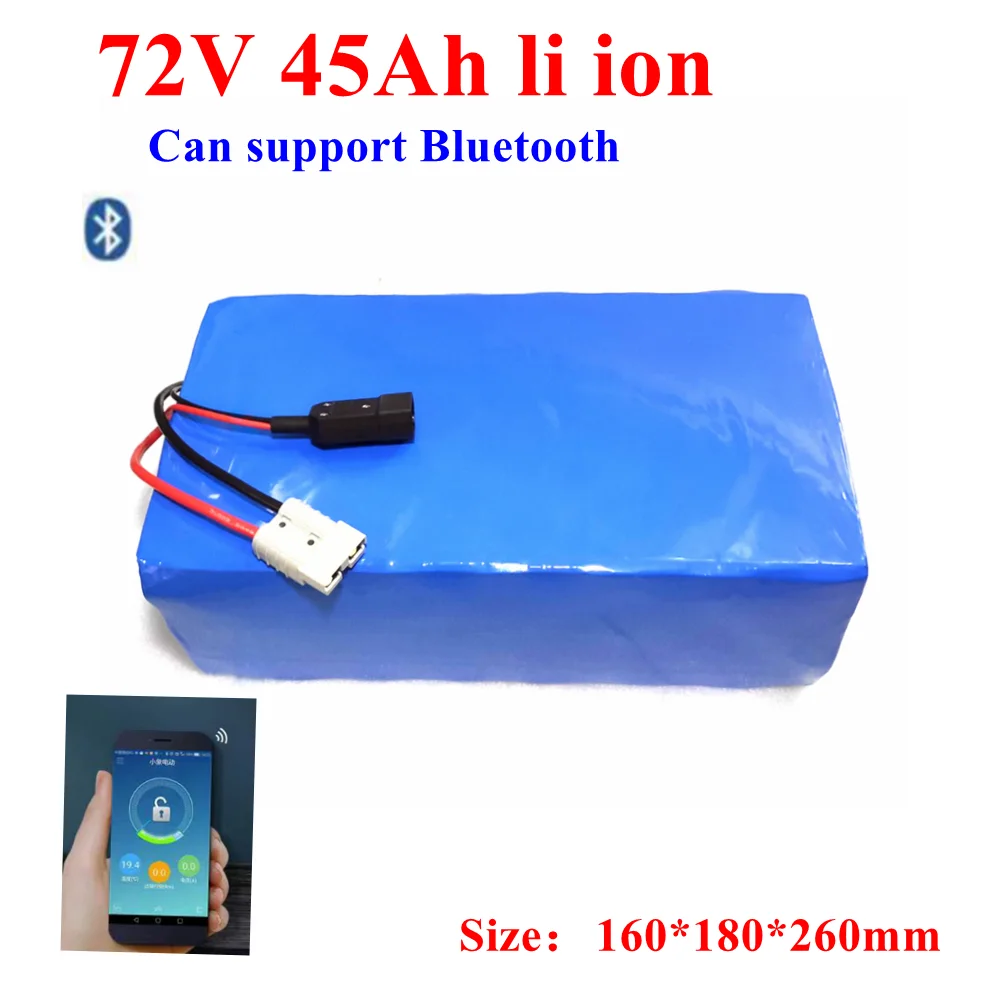 

72v 45Ah li-ion battery lithium ion bluetooth BMS APP for 3500w 5000w Tricycle scooter bike Motorcycle inverter +10A charger