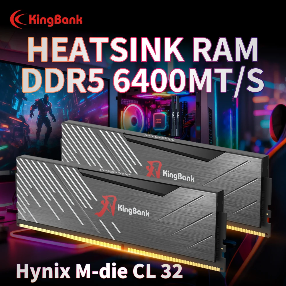 KingBank SoarBlade Ram DDR5 32GB (16GBx2) 6400MHz Hynix M die PC5 Memoria Ram para Computadora de Escritorio Compatible con XMP 3.0/AMD EXPO