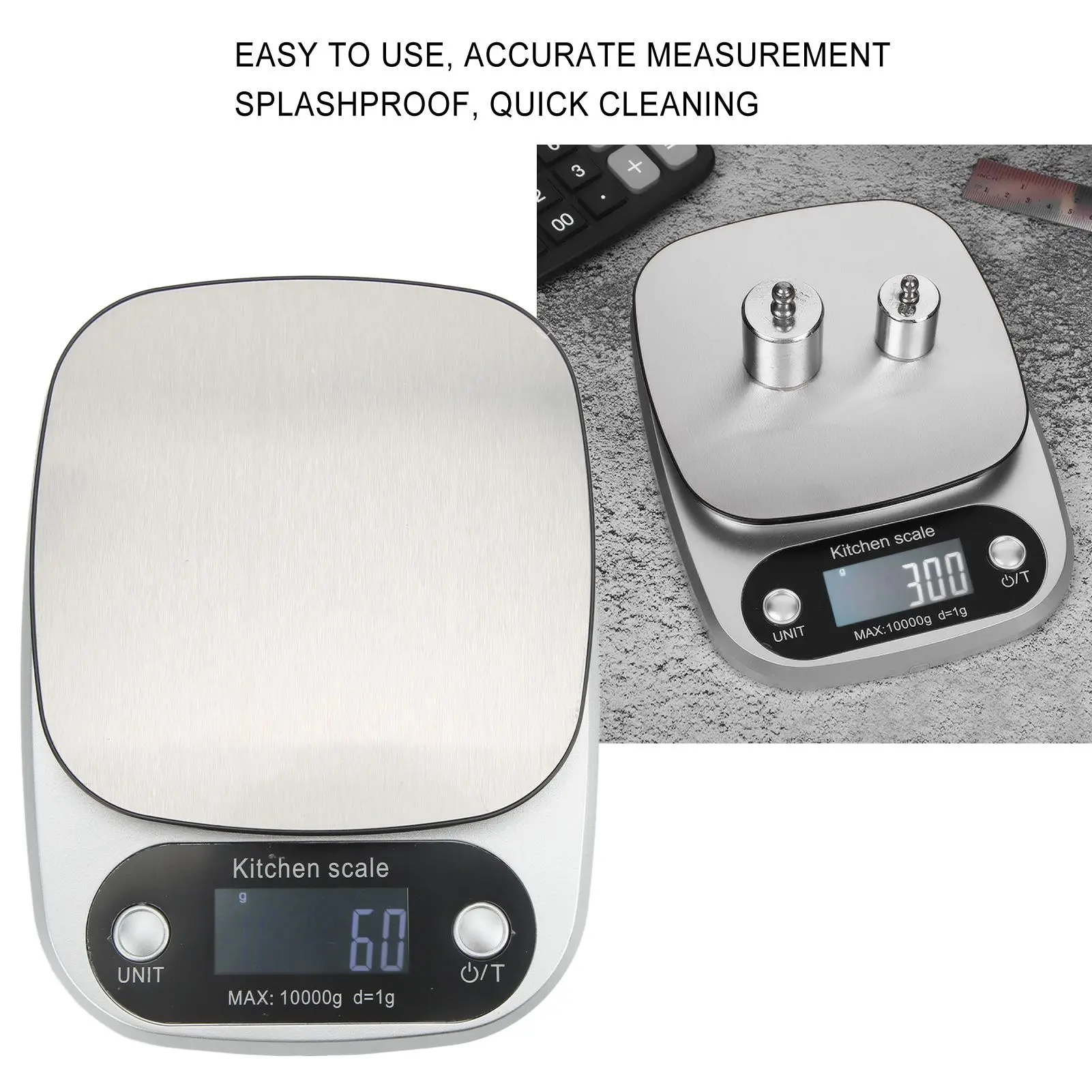 Kitchen Food Scale High Accuracy Fast Cleaning LED Screen Blue Backlight for Baking Cooking