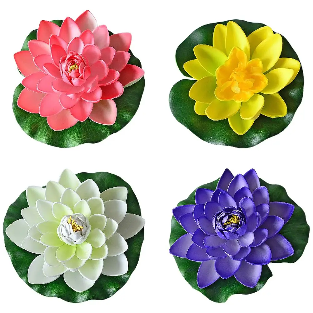 

4 Pcs Floating Pond Decoration Plastic Flowers for Garden Pool Aquarium Indoor Outdoor Non Fading Long Lasting Pet