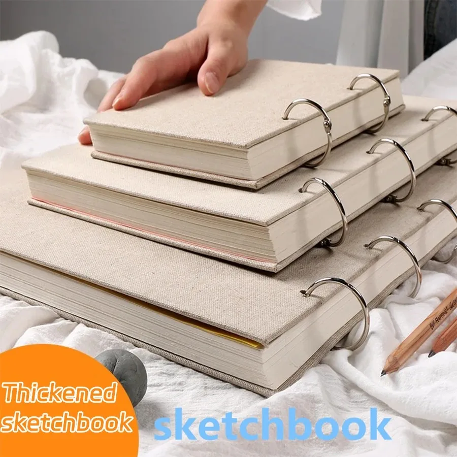 1PCS Art Sketch Book Removable Linen Hardcover Notebook 120 Pages Drawing Book School Stationery