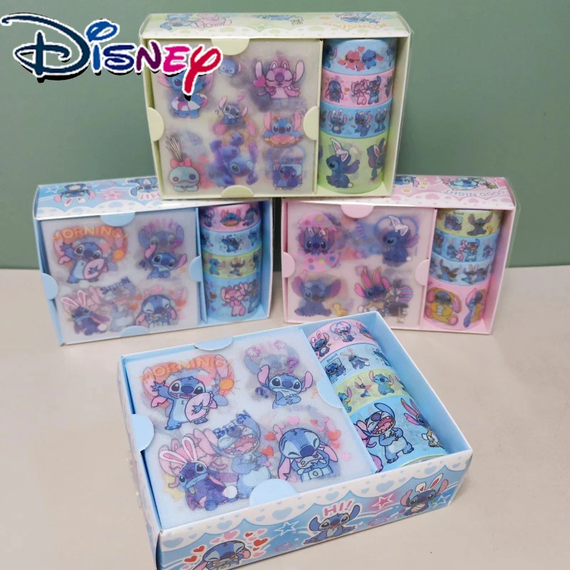 Disney Stitch Handbook Sticker Toys Lilo & Stitch Paper Tape Decorative Materials Student Stationery DIY Stickers 8pcs/lot