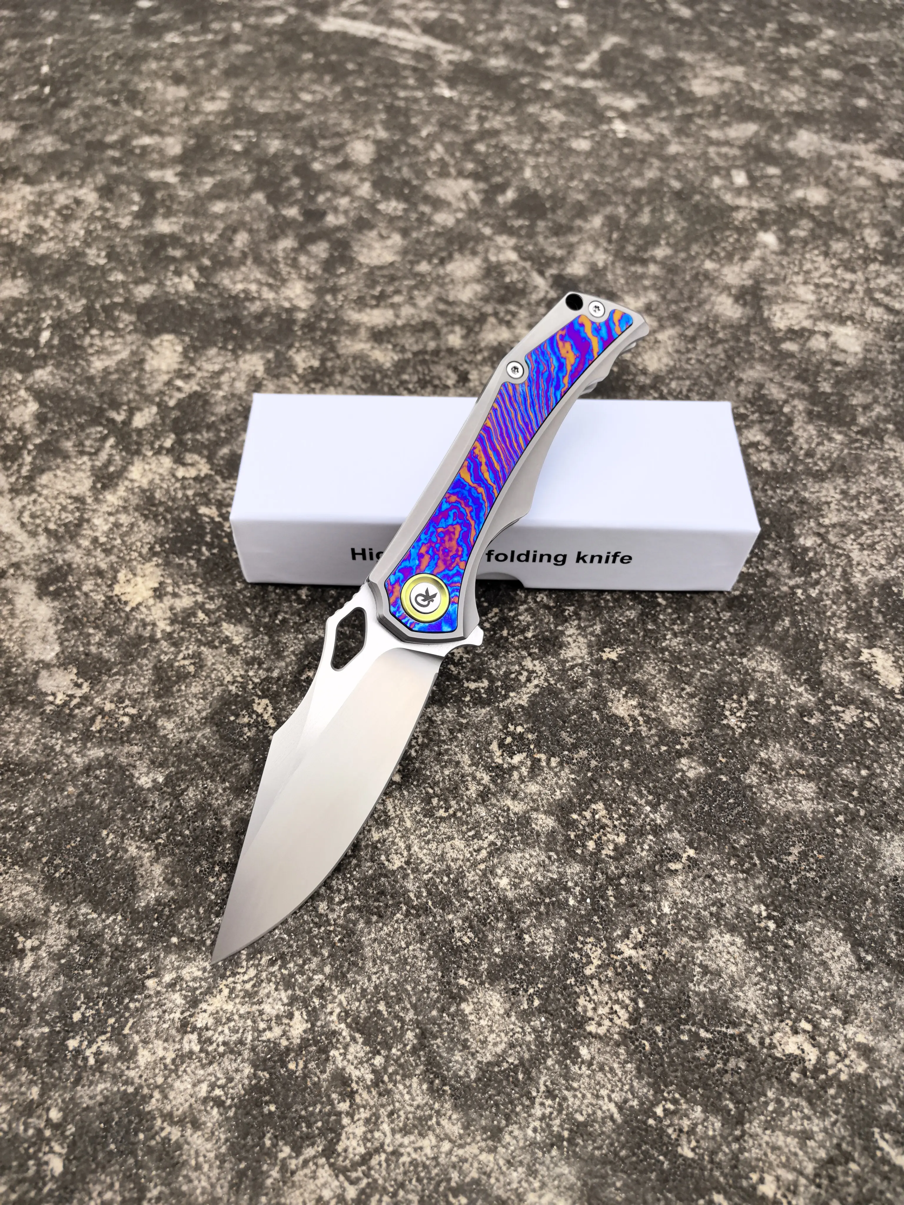 RIHE Original Design Folding Knife M390 Blade Titanium Alloy Handle Camping Hiking Kitchen Fruit Multi-functional EDC Tools