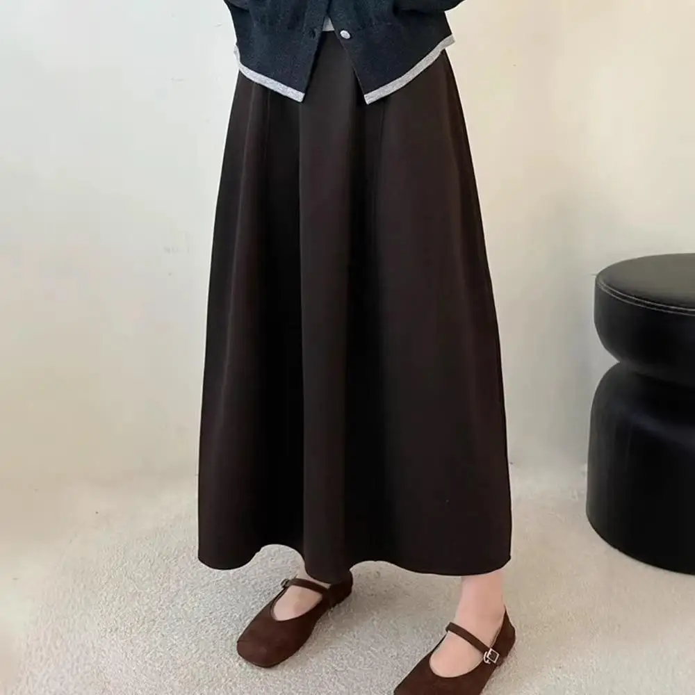 

Autumn Winter Thiened High Waist A-Line Midi Skirt Women's Slimming Goat Camere Flower Bud Skirt Casual Sle Ciwalk