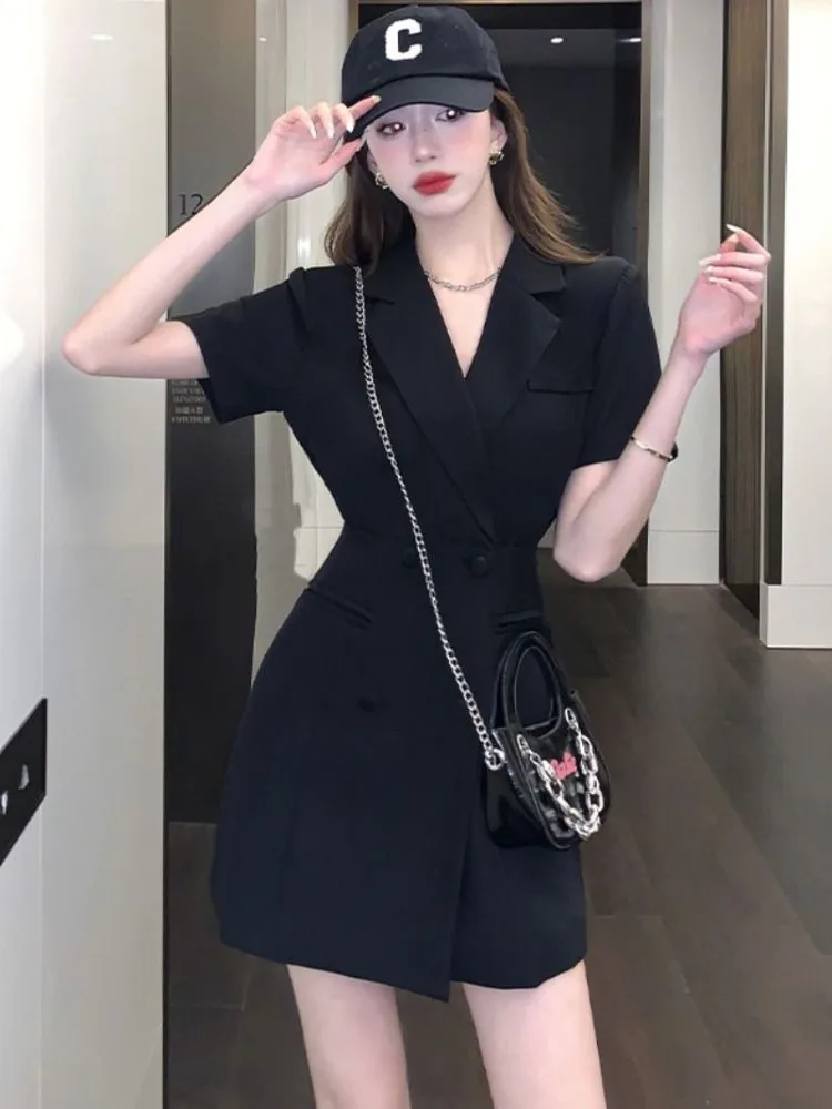 Lnsozkdg Blazer Women Clothes Dress Dresses Women 2024 Mini Black Short Luxury Harajuku New in Hot One-piece Summer Sensual Sexy