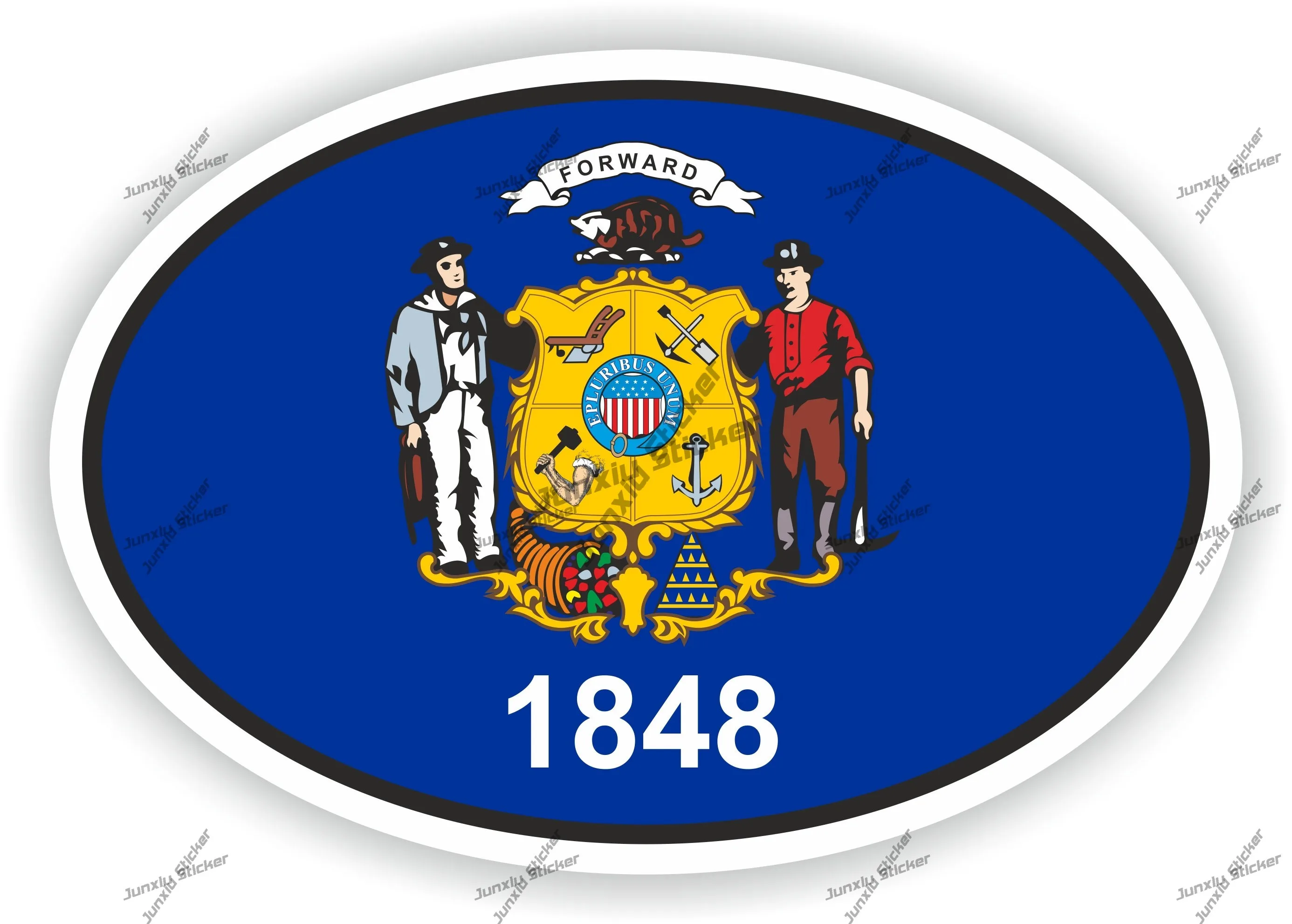 

Wisconsin Oval Flag Sticker Novelty Auto Supplies Cover Scratches Decoration New Energy Scratch-proof Accessories For The Car