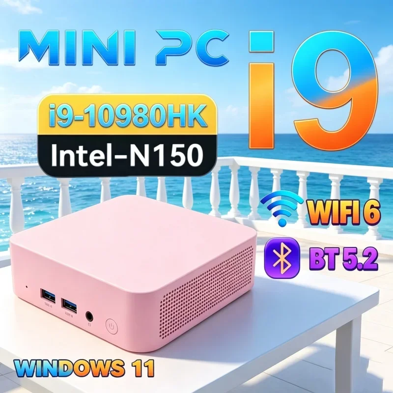 HOT Intel Core I9‑10980HK/N150 Mini PC Windows 11 Graphics Pocket Computer 16GB RAM 2TB SSD Desktop Gaming Steady Execution