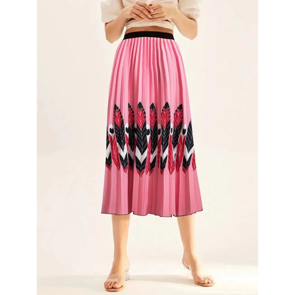 The perfect combination of classic and popular feather print dresses and elastic skirts