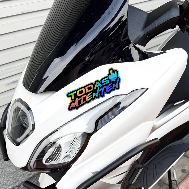 Pegatina Impermeable en Español con la Frase 'TODAS MIENTEN', Calcomanía Divertida para Tanque de Combustible de Moto, Scooter, Ventana de Auto, Decoración DIY