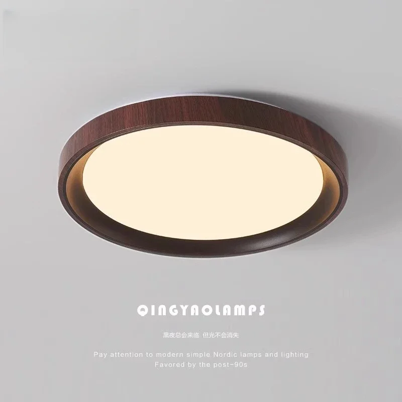 2026 Modern LED Ceiling Light Imitation Wood Bedroom Lighting Circular Study Bright Color Indoor Home Decoration Living Room