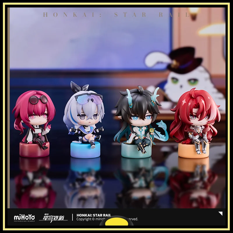 

Honkai Star Rail Genuine Peripherals Figures Toys March 7th Dan Heng Himeko Train Welcome Q-version Sitting Toy Gift Original