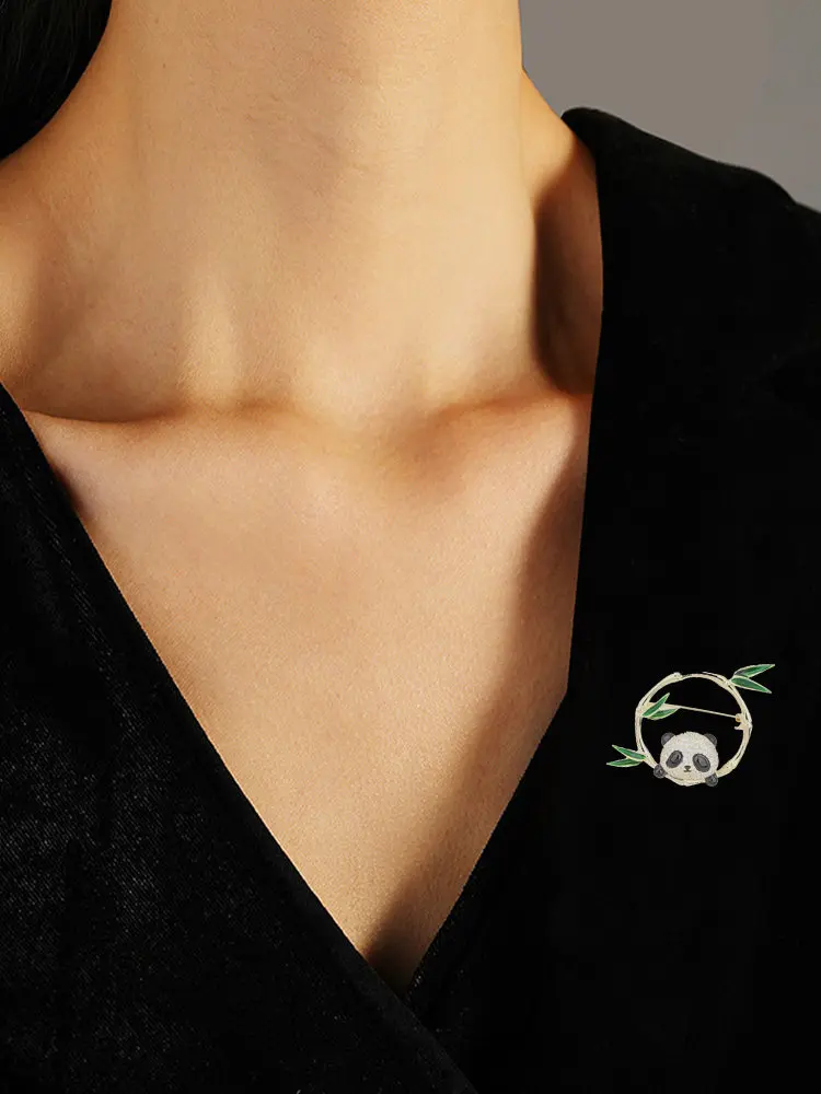 Cute Panda Brooch for Women, Chinese Style, High-End Lapel Pin, Unique Design, Symbol of Rising Success, Perfect Gift