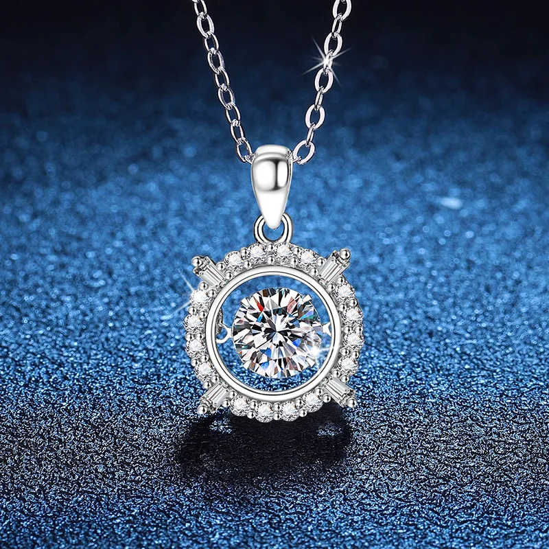 Moissanite necklace women's pendant high-end smart pendant 1 carat moissanite silver necklace platinum PT950 mark