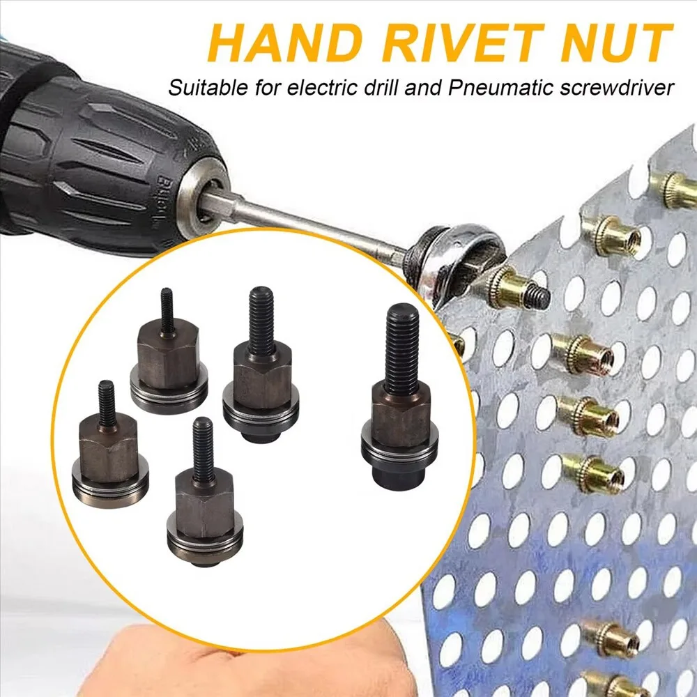 5PCS Manual Riveting Tool Gun Head Hand Rivet Nut Head M3 M4 M5 M6 M8 Riveting Gun Female Head Nuts Manual Riveter Rivnut Tool