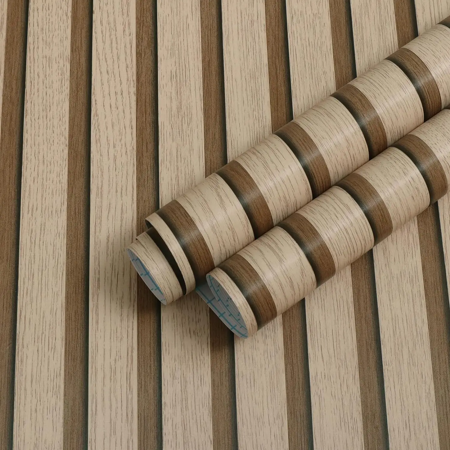 Self Adhesive Waterproof Removable Wallpaper Thick Faux Wood Grating Stripe Contact Paper for Living Room Cabinets Countertop