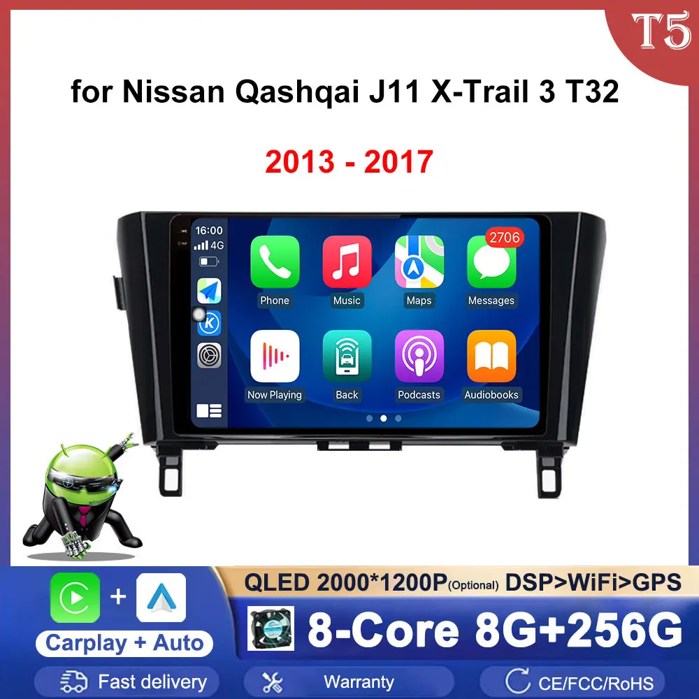 10.1 pollici per Nissan Qashqai J11 X-Trail 3 T32 2013 - 2017 sistema operativo Android navigazione GPS lettore multimediale per Auto Auto Radio