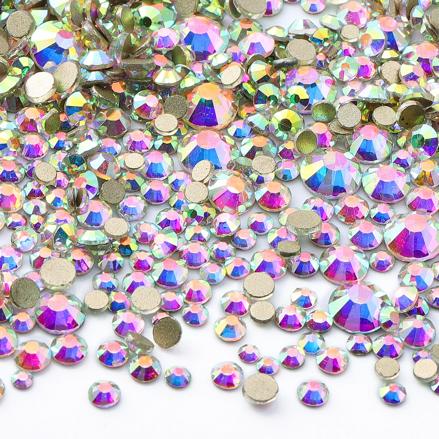 QIIY AAAAA Golden Bottom 12 Grids Boxed Mix Size SS6-SS20 Crystal Glass Rhinestones For Nail Art Garment Decoration