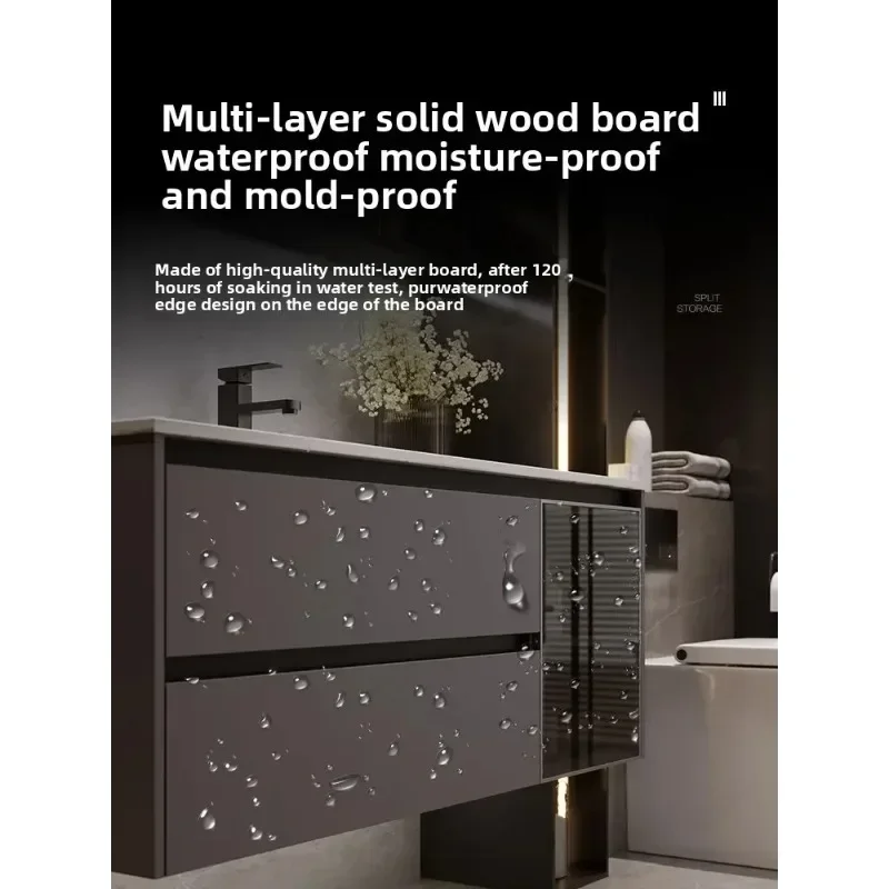 DSA Curved Rock Slab Integrated Basin Bathroom Cabinet Set Washbasin Vanity Cabinet Set