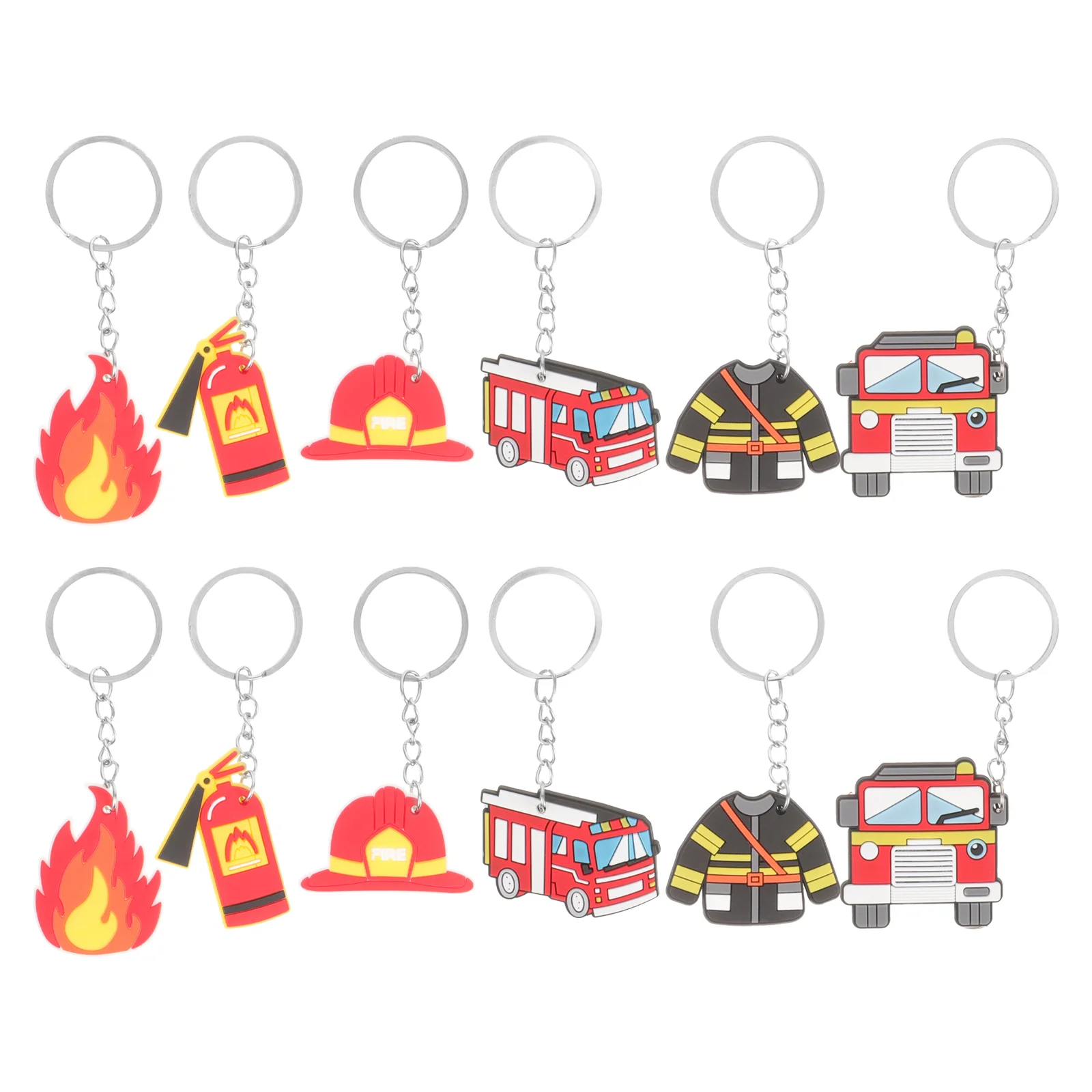 

12 Pcs Firefighter Party Favors Gift Decorative Bag Pendant Key Ornament Plastic Fighting Car Charm Keychain Child Purse