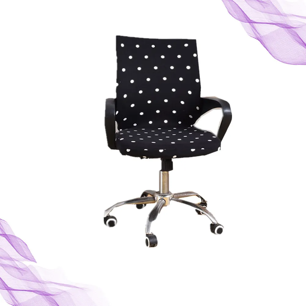 Black Office Chair Cover Size Elastic Seat and Back Protector Removable Computer Desk Chair Slipcover Fabric
