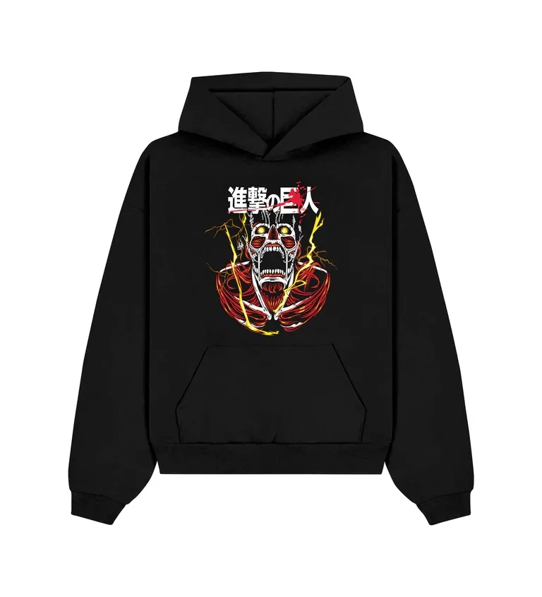 

Attack on Titan Japanese Anime Printed Pure Cotton Hoodie for Men and Women Oversized Loose Retro Autumn and Winter Hoodie Tops