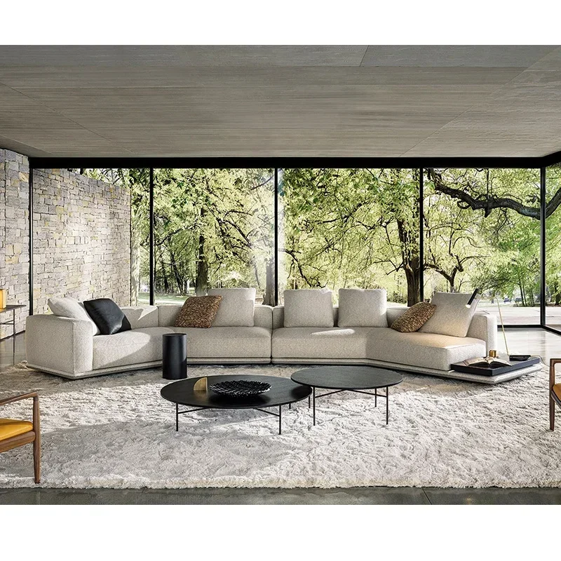 

round Glass Coffee Table Light Luxury Tea Table Large and Small Apartment Type Living Room Furniture