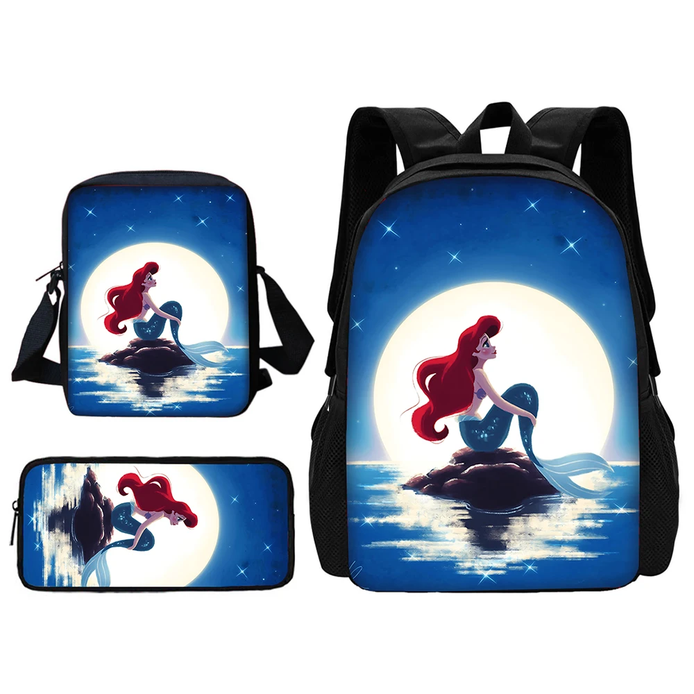 The Little Mermaid Princess Ariels School Bag For Boy Girls with Shoulder Bags Pencil box Cartoon Backpack for Child