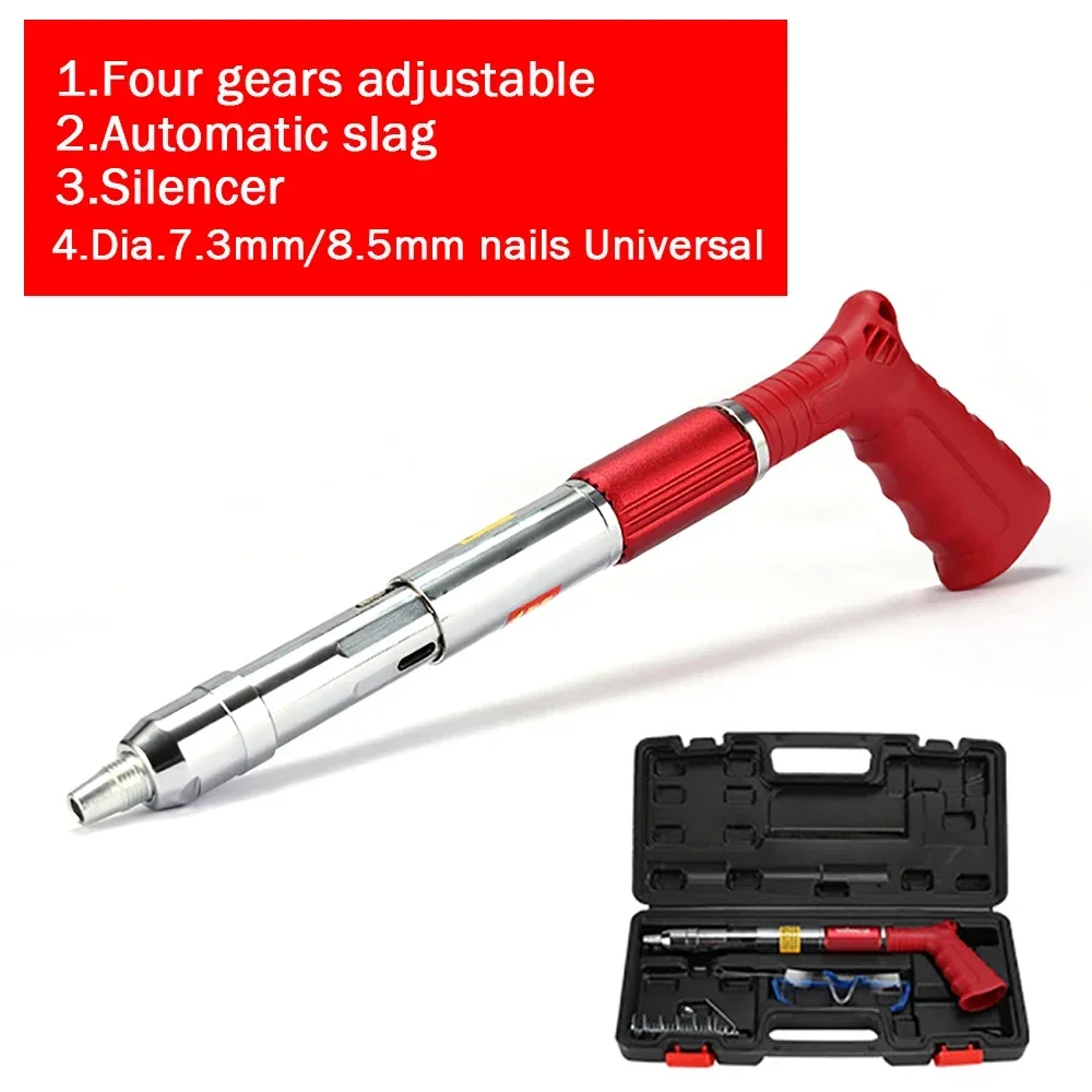 

3/4 Gears Rivet Nail Gun Mini Nail Gun Automatic Slag Discharge Silencer Nail Gun Universal for 7.3mm/8.5mm Nails Steel Nails