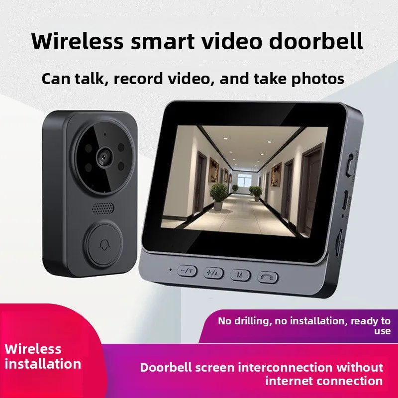 Home Smart Visual Cat Eye Camera Electronic Cat Eye Door Mirror with Screen Monitoring Video Doorbell