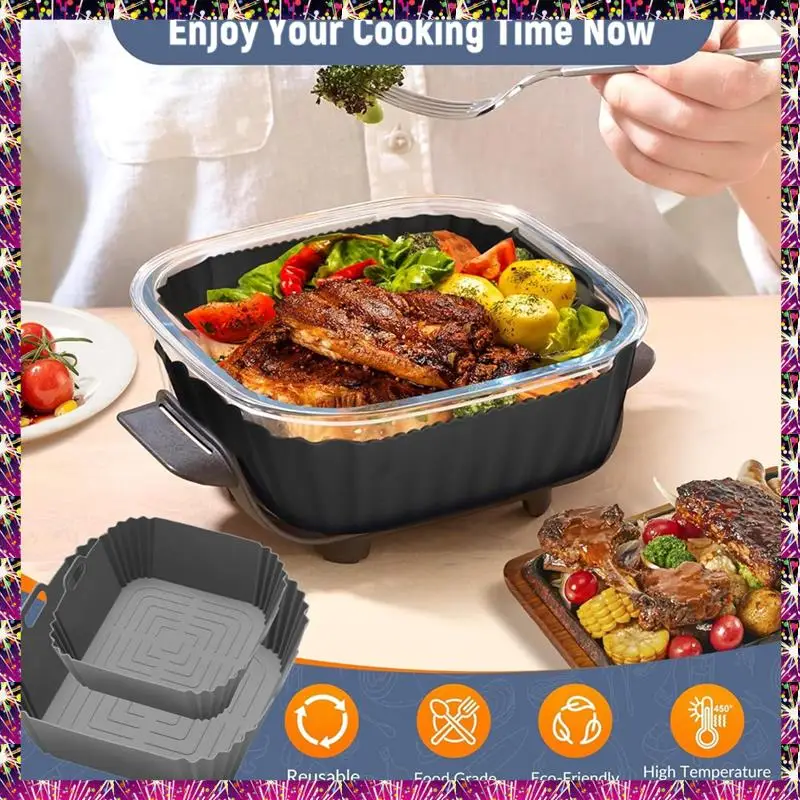 

FSLH 2 Pcs Silicone Liners For Ninja Crispi FN101GY Air Fryer Reusable Air Fryer Pot Oven Liners Deep Fryer Parts A
