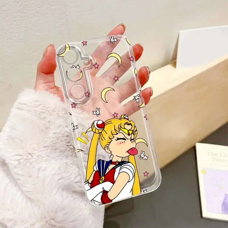 

S-Sailor M-Moon Popular Art For Samsung A56 A42 A36 A35 A34 A23 A16 A15 A05 A04 A03 Note 20 5G Translucent Phone Case