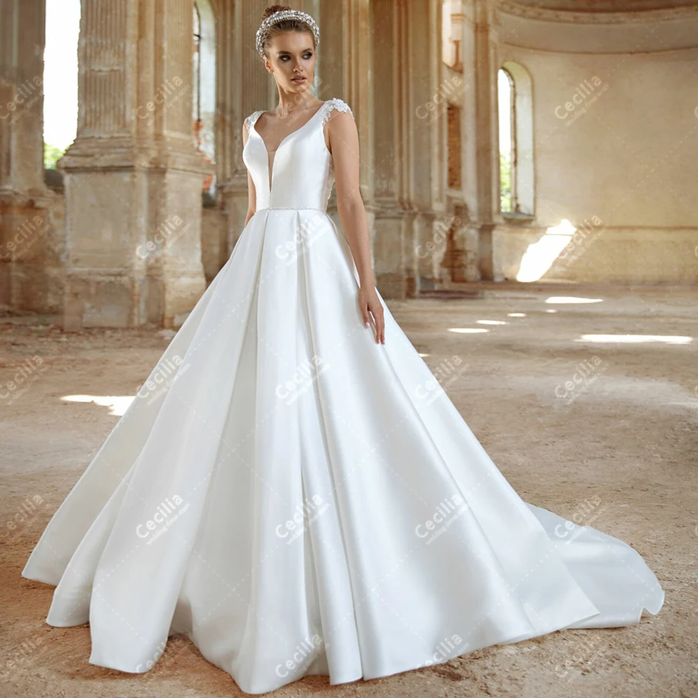 Elegant Wedding Dresses A-Line Bridal Gowns Sleeveless Backless Robes For Formal Party Graceful Vestidos De Novia Customized