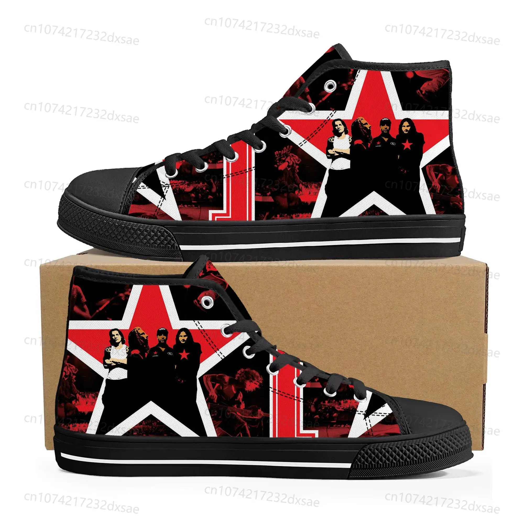 Rage Against The Machine High Top High Quality Sneakers Men Women Teenager Canvas Sneaker Casual Couple Shoes Custom Shoes