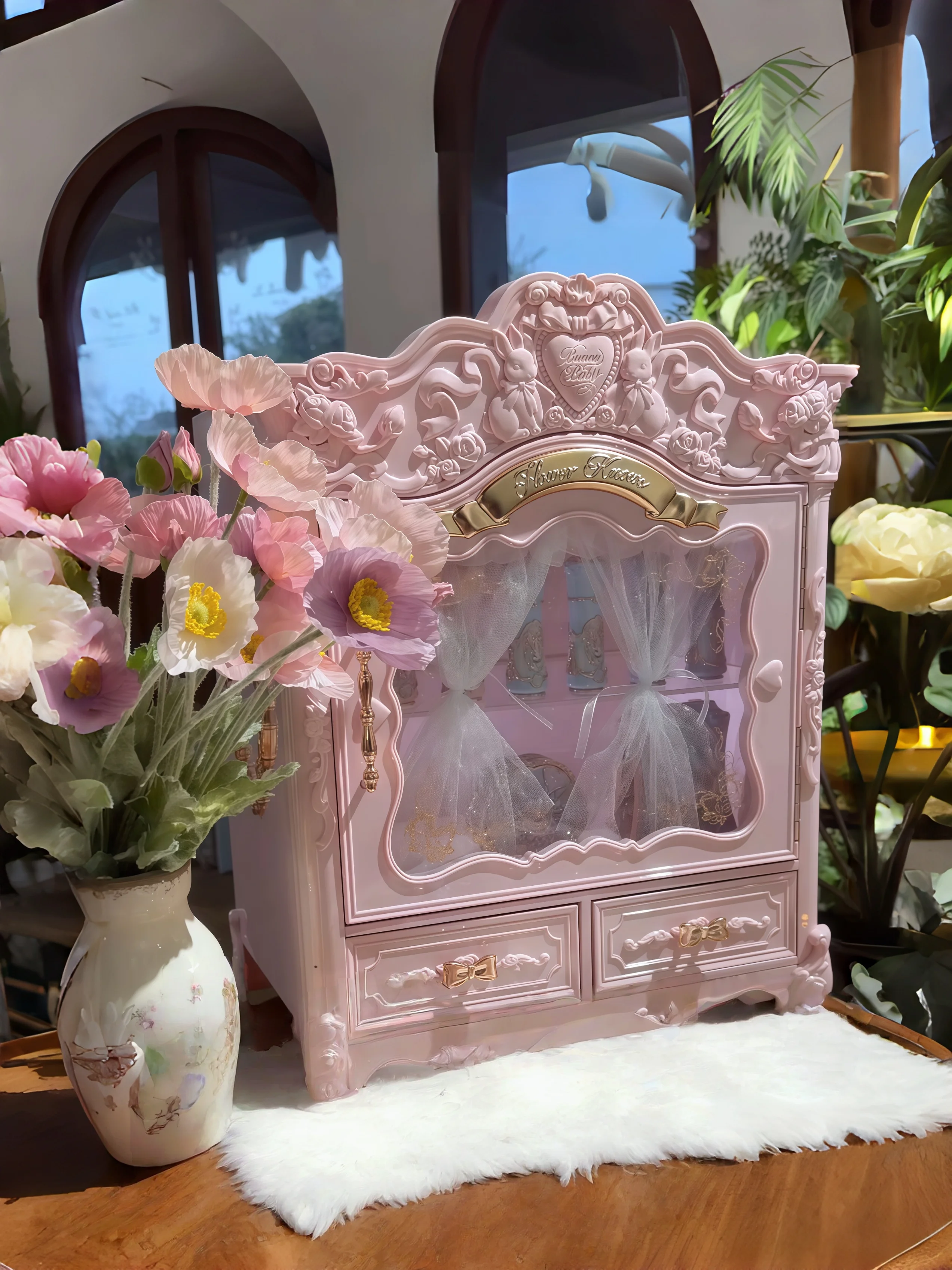

Rococo style decorative gift box makeup case jewelry box storage set