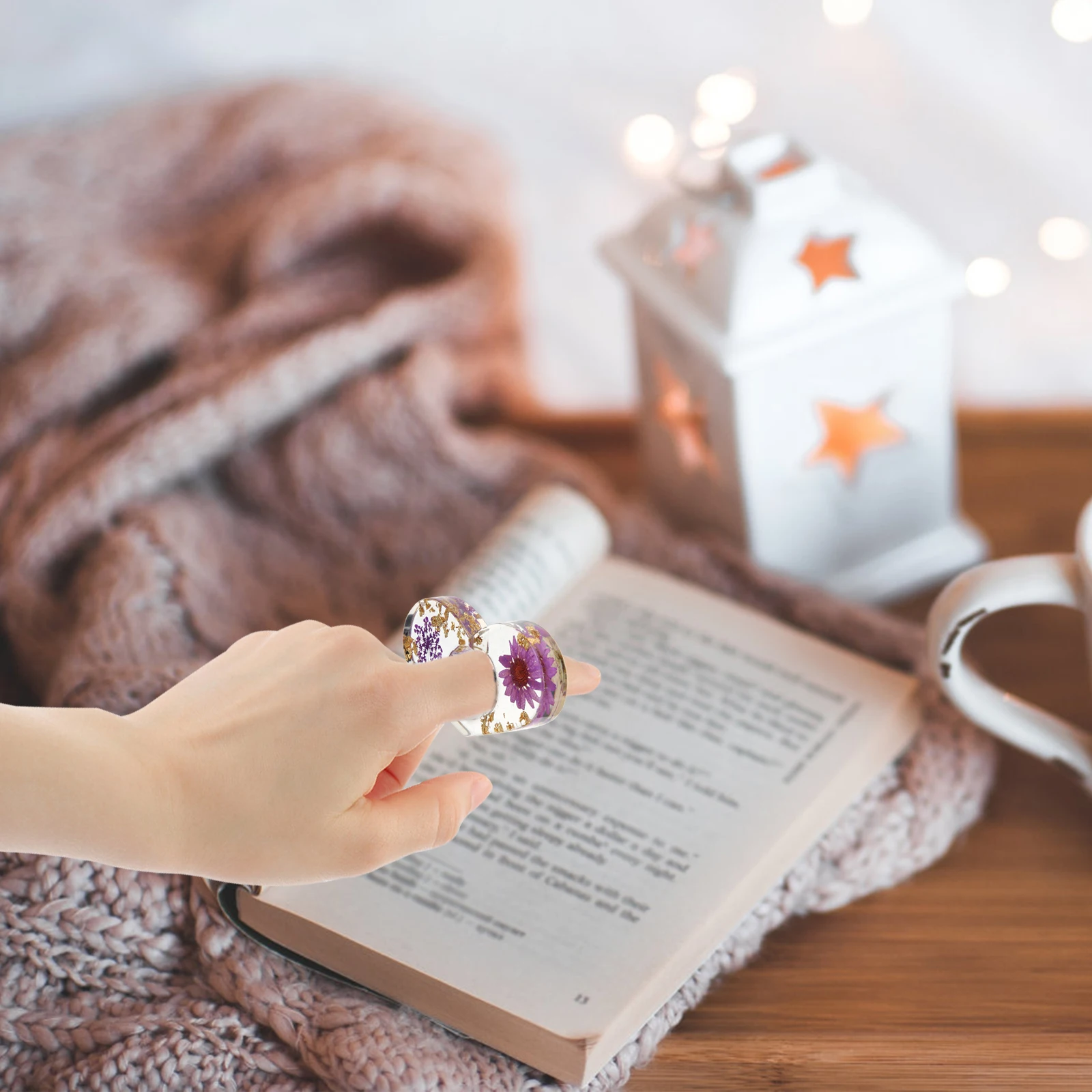 

Flower Book Page Holder Resin Dried Thumb Ring Accessory Holders for Reading Gadgets