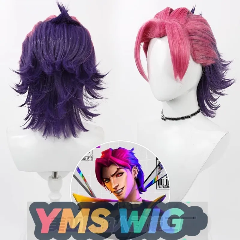 

【YMS WIG】League Of Legends Men's Team Heart Of Steel Kai'Sa Cosplay Wig Double Color Layered Anti-Curl