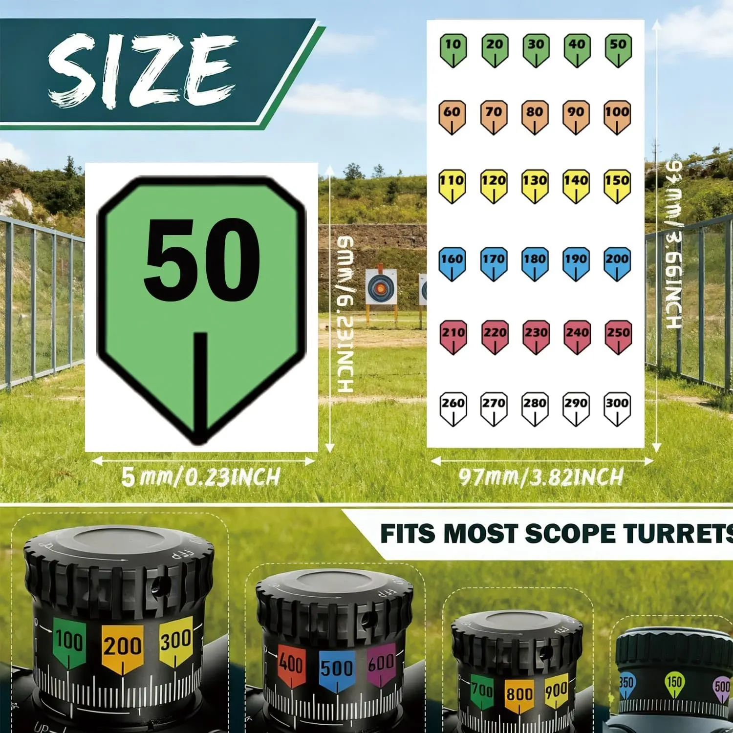 Rifle Scope Turret Stickers Scope Dope Stickers - Precision Adjustment Stickers for Outdoor Sports,Use with Dope Card,Turret Tag