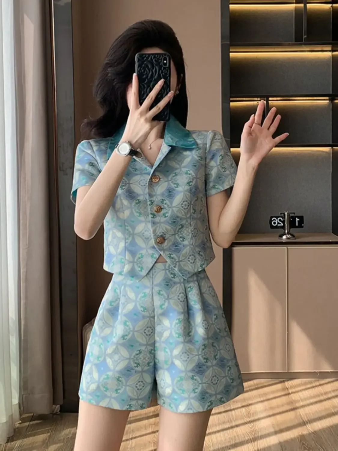 

Baggy Korean Style Female Shorts With Jacket Work Wear Summer Fashion 2025 Novelty In Casual Trends Women's Short Sets 2 Pieces