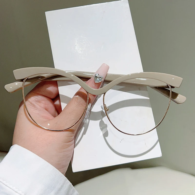 KAMMPT Vintage Cat Eye Brille Frauen Stilvolle Marke Design Dekor Brillen Neue Trendy Mode Blau Licht Bloxking Optische Rahmen