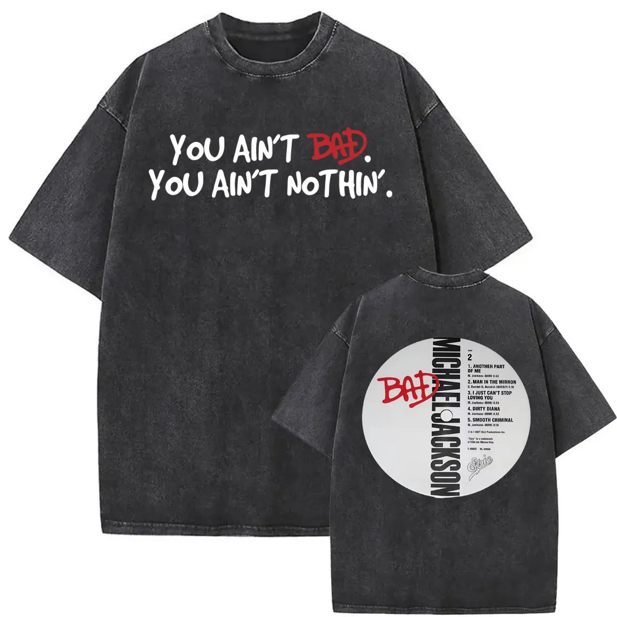 T-shirt King of Pop Michael Jackson Bad World Tour pour Hommes et Femmes, Mode Hip Hop Vintage, T-shirts Lavés, Hauts d'Été Confortables