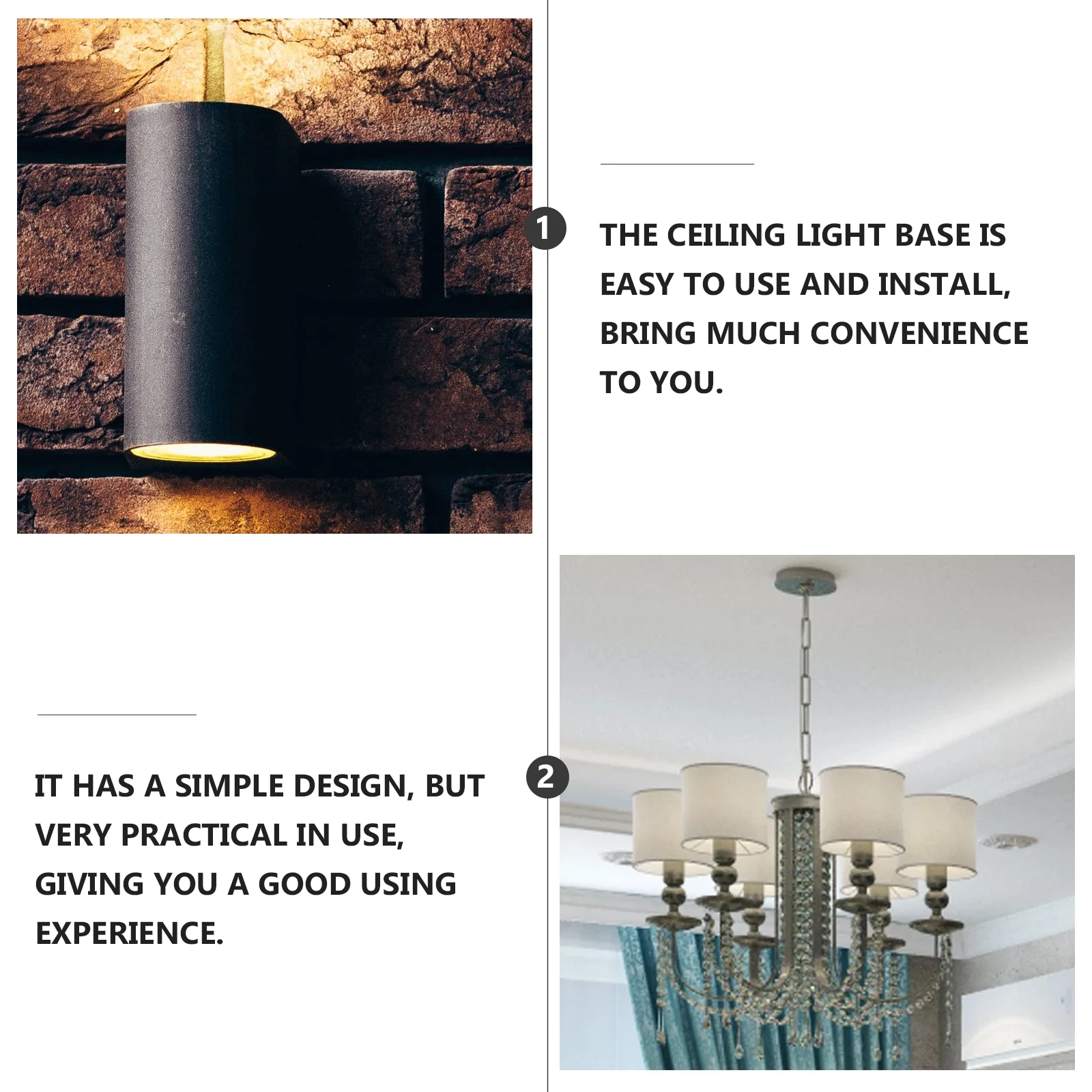 

2Pcs Ceiling Mounted Plate Light Base Simple Design Sturdy Construction Surface Polished Safe Touch Long Lifespan Suspension