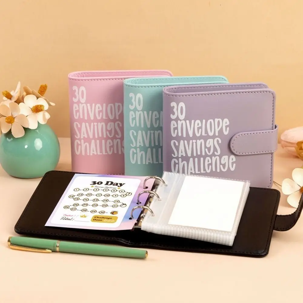 

PU Leather Cash Saving Challenges Waterproof 30Days Envelope Challenge Binder Handbook Financial Planner Money Budget Binder