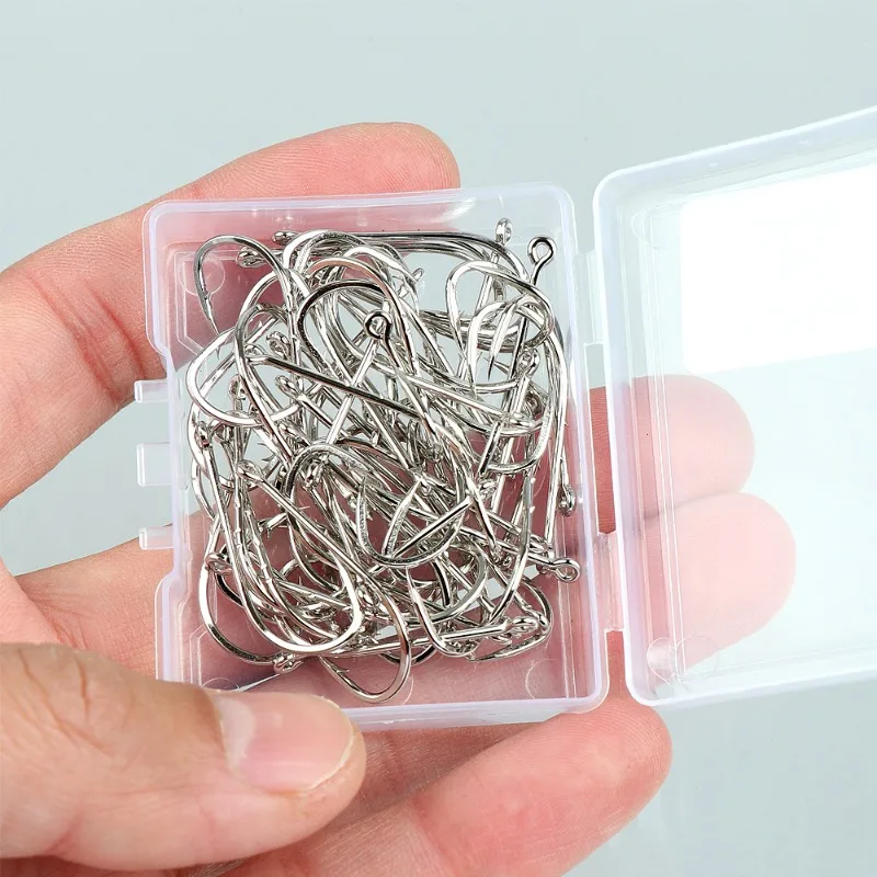 50pcs/lot Long Shank Fishing Hook 1#-12# High Carbon Steel S