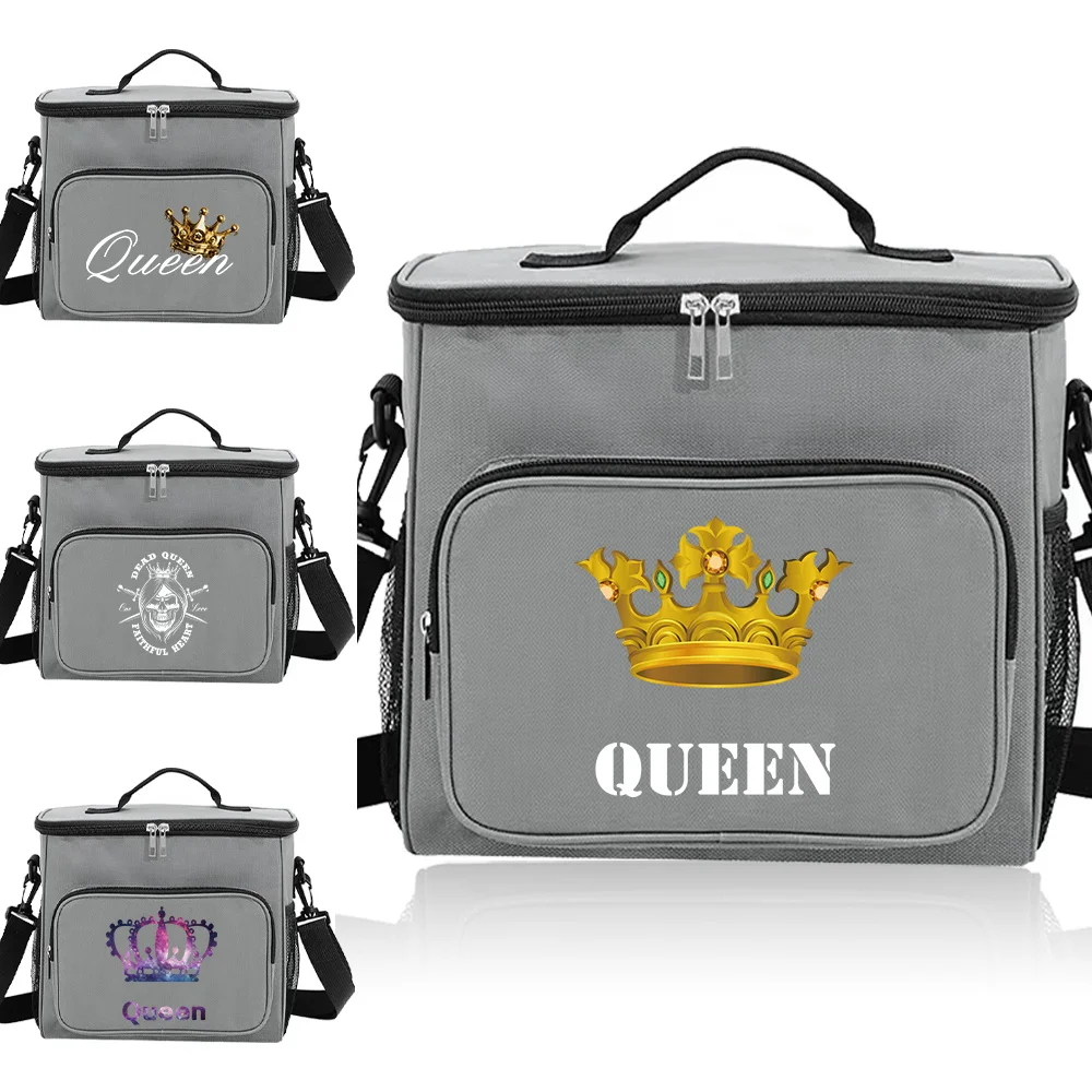 

Lunch Bags for Women Original Queen Printing Lunch Organizer Bag in Grey Color for Toddlers Cute and Easy-to-Clean