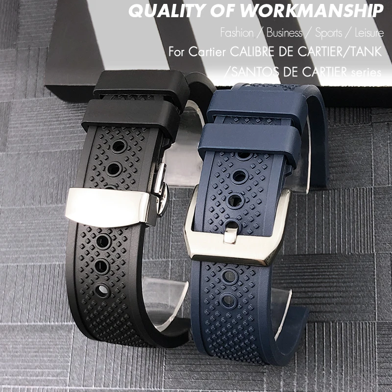 20mm 21mm 22mm 23mm 24mm Weiche Silikon Gummi Uhrenarmbänder für Santos De Cartier Tank Wasserdichte Armband Armbänder Armband Herren